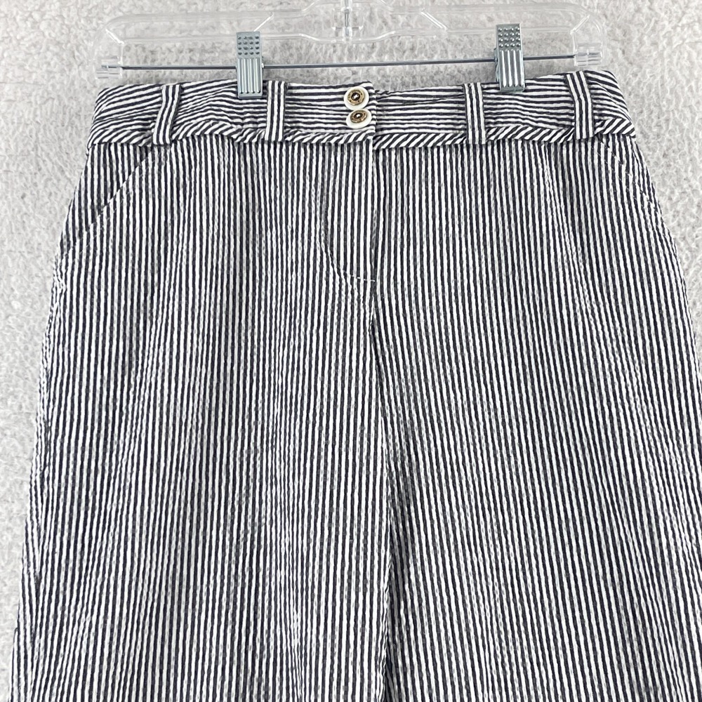 St. John Sport Wide-Leg Crop Pants Womens Size 6 Gray White Stripe VTG Casual - Picture 2 of 16